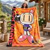 Bomberman Custom Name Flannel Blanket Personalized Soft Warm Plush Throw Blanket Customized Gift for Family Friends