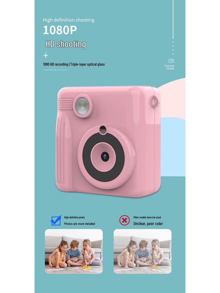 Двухобъективная детская камера моментальной печати - Ручная зеркальная игрушка для фотосъемки на открытом воздухе