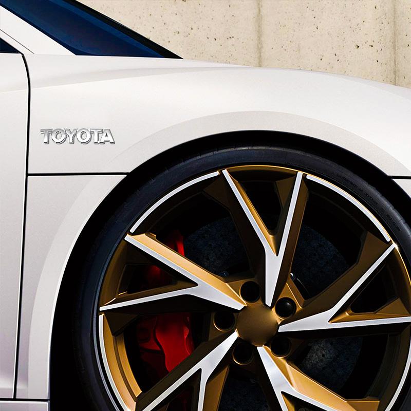 2026 Hot For Toyota Hub Caps 3D ABS Glossy Black Silver Letters Trunk Emblem Stickers Accessories Modified For Toyota Camry Priu