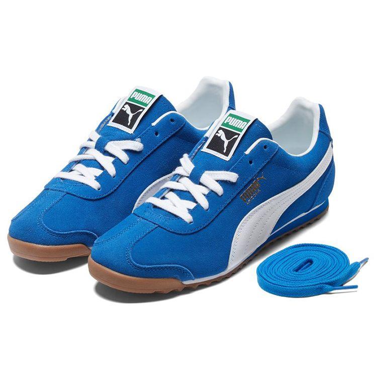 Puma Arizona Classic Двухслойная коровья кожа Верхний слой Синтетическая кожа Свежие Трендовые Низкие Повседневные Кроссовки Унисекс Синий Белый 384212-02