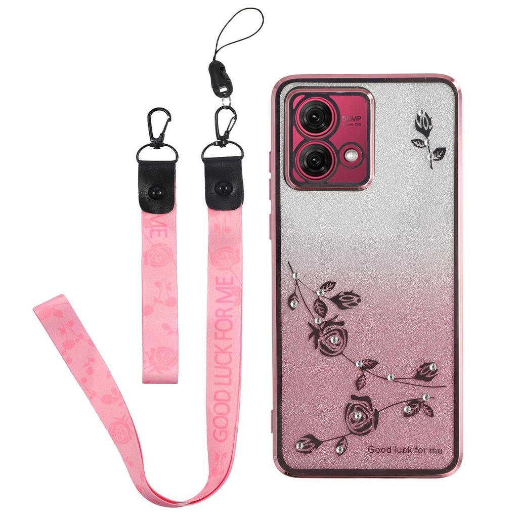 KADEM Чехол для Motorola Moto G84 5G с цветочным узором, градиентная TPU накладка для телефона со шнурками