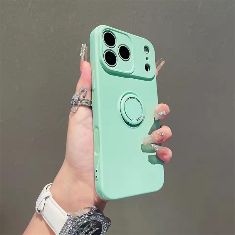 Противоударный чехол для телефона с подставкой-кольцом для iPhone 17 Air 16e 15 14 13 12 11 Pro Max Plus Xs XR Mini Матовый силиконовый мягкий чехол