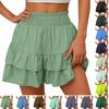 Womens Summer High Waist Ruffle Skirt Cute Flowy Skirt Casual Comfy Elastic Shorts Wrap Beach Shorts