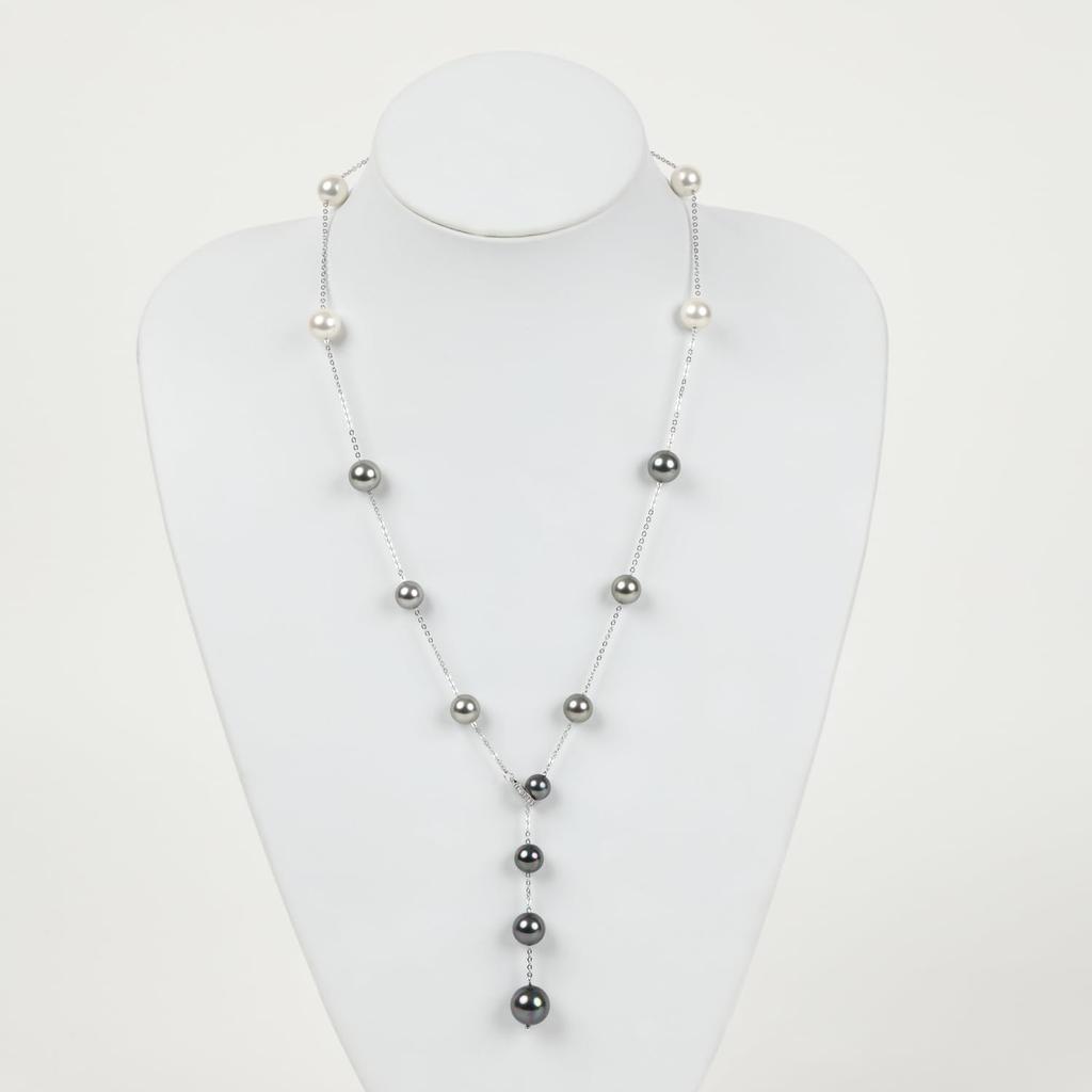 by Yumi Pearl Necklace Yumisienne Large Bead Station Multicolor Popular Ceremonies Simple Stylish Made in Japan [MIONO] [Produced Katsura] Women's