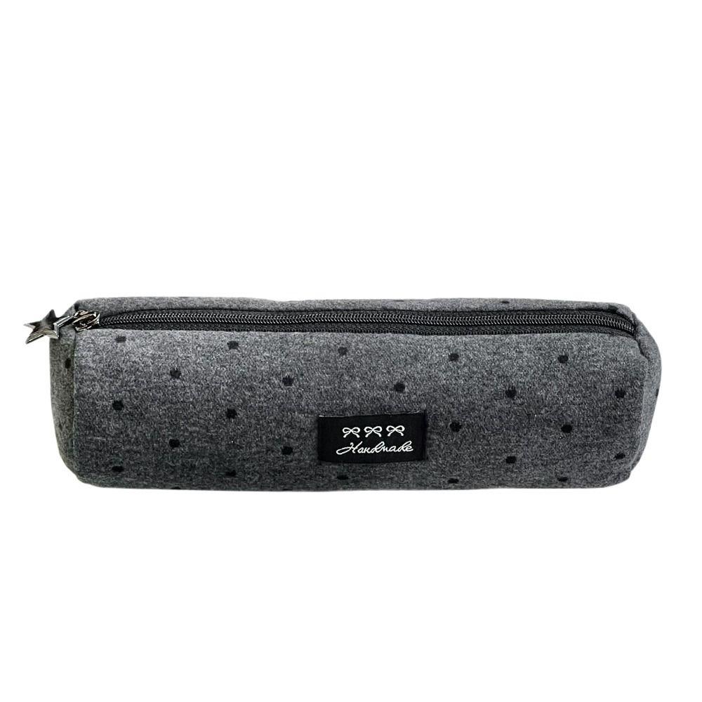 Polka Dot Pencil Case Gray Stationery Bag High Quality Pencil Pouch School Supplies