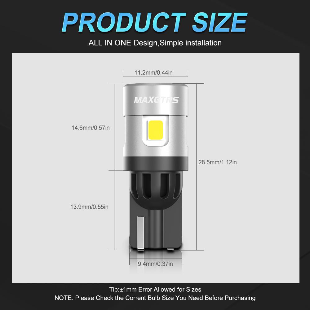 MAXGTRS 2x Двухцветный переключатель T10 LED W5W Автомобильные боковые и салонные огни 12В Лампа 2835 Чипов 194 168 Белый 6000K Парковочные и купольные лампы