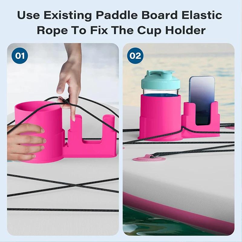 Universal Sup Water Bottle And Phone Holder 2 In 1 Silicone Cup Holder And Phone Mount For Paddle Board Kayak And Canoe
