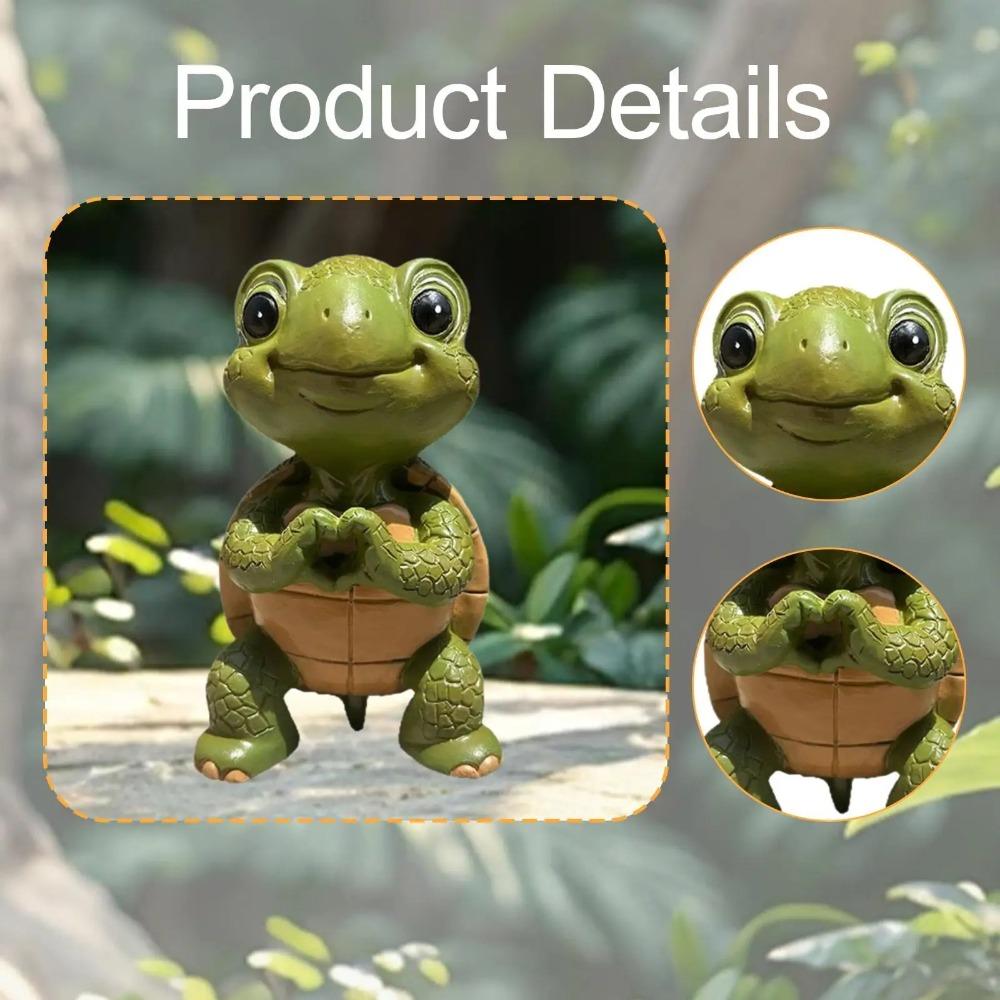 Weatherproof Miniature Turtle Figurine Cute Garden Turtle Ornament  For Pond Yard Porch