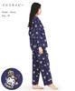 SAZAC Kuromi Shirt Pajamas, 100% Cotton Broadcloth, Women's Long Sleeve and Pants Set, Loungewear (Navy/M/SAN1902)