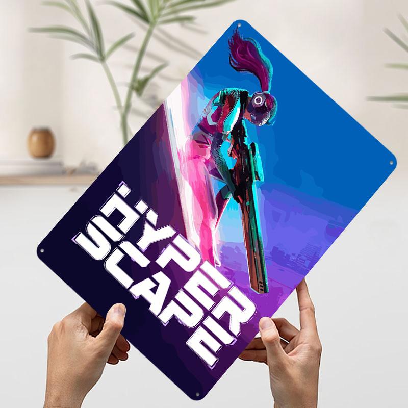 Постер с принтом игры Hyper Scape Индивидуальное настенное искусство Ретро Винтажные Металлические Жестяные Вывески для Декора Интерьера Декор Гостиной Мужчины