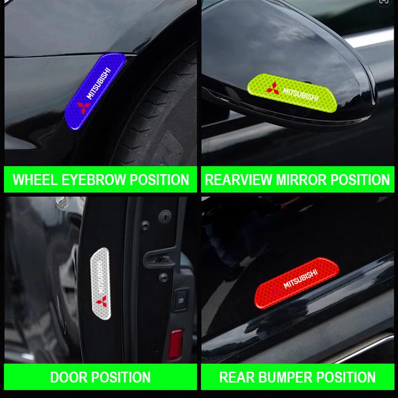 4pcs Car Door Reflective Strips security Warning Stickers For Mitsubishi Outlander Lancer 10 9 ASX RALLIART Eclipse L200 Pajero