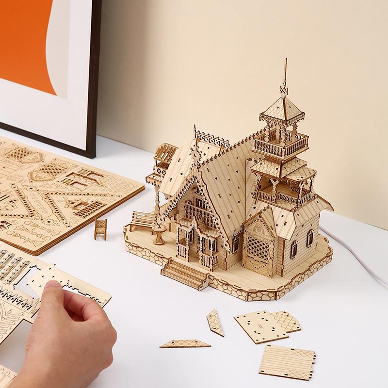 Новый 3D деревянный пазл для детей: Сделай сам Креативная Ретро Вилла