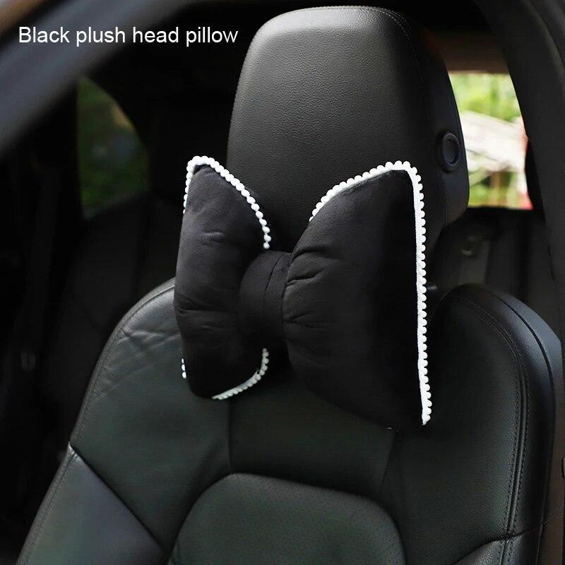 Милый цветок, мягкий плюш с бантом, подголовник автокресла, подушка для шеи, бархатная подушка для подголовника, подушки для талии, автомобильные аксессуары, интерьер