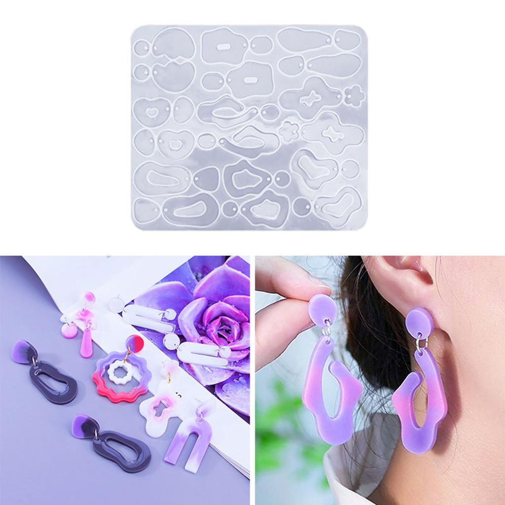 4Pcs/set Crystal Silicone Earrings Mold Set Crystal Epoxy Resin Casting Molds Irregular Ear Rings Mould for DIY Pendants