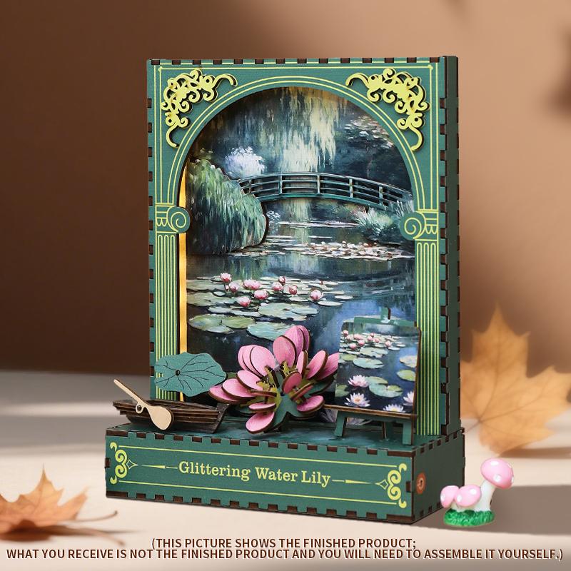 OCHOICE Drop Shipping MOQ=1 Themed Book Nook Kit Mountain Forest Deer LED Miniature DIY Craft for Adults 3D Wooden Puzzle
