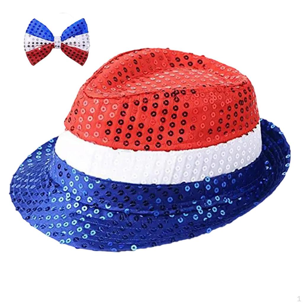 Шляпа на 4 июля, удобная, стильная, блестящая, диско-кепка, веселая, с блестками, фетровая шляпа