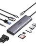 USB-C хаб UGREEN с 4K HDMI VGA, 3x USB, 100W PD Быстрая зарядка, 1 Гбит/с, Аудио, Док-станция для MacBook и других, 10-в-1, Выход, USB 3.0, Зарядка,