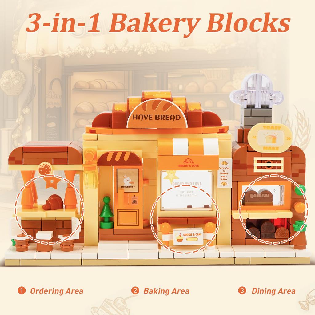 Oichy Blocks Cute Shop Toy Block Set with Shiba and Cafe Creative Assembly Perfect Gift for Kids and or any Inu, Sweets, Bakery, Designs, Shop,