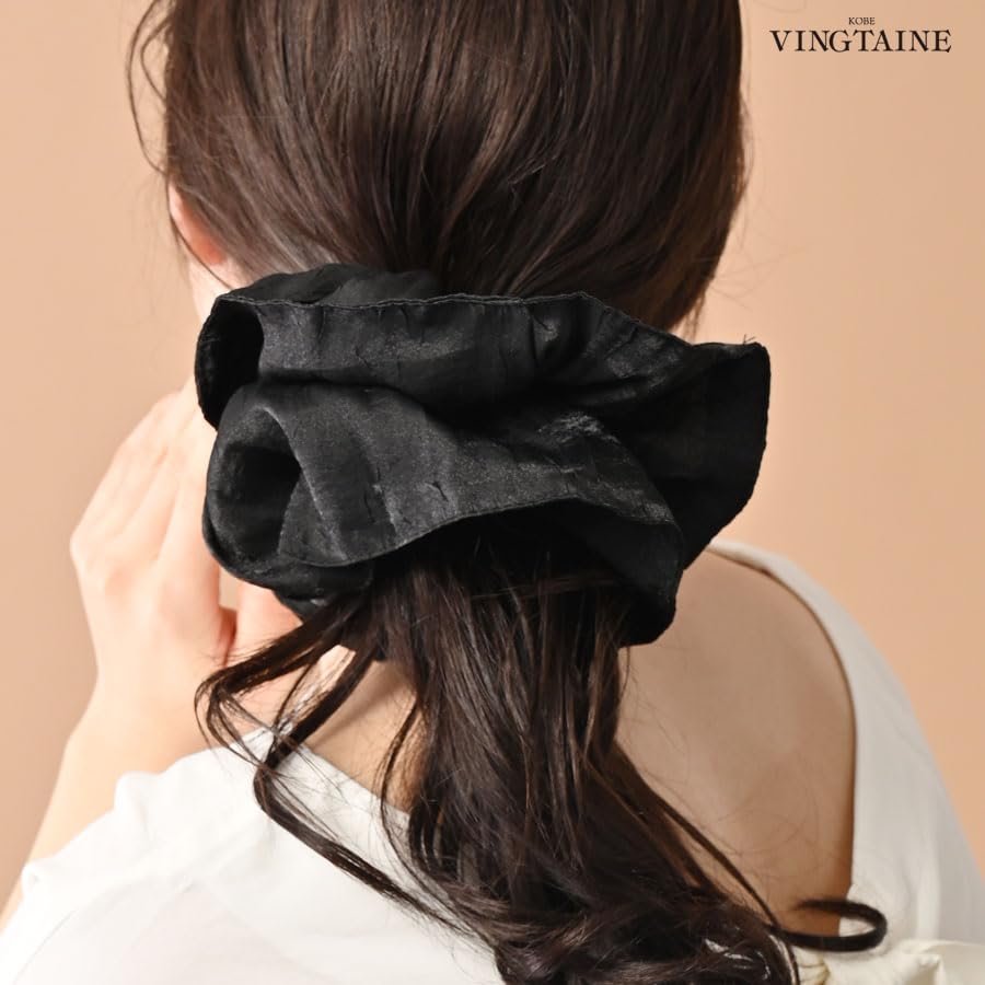 VINGTAINE Мятая Рюшами Волосы для Резинки, Большие, Шикарные, Объемные, Аксессуар, Простые, Повседневные, Взрослые, HS-207-GY