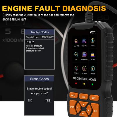 V520 Новый сканер OBD2 Профессиональный автомобильный двигатель Система пожизненно бесплатный автомобильный считыватель кодов DTC Поиск диагностический инструмент для автомобиля