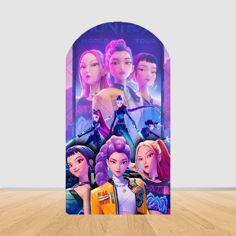 KPop Demon Hunter Arch Cover Background Girl Birthday Party Decoration Photography Background Arch Set Studio Supplies