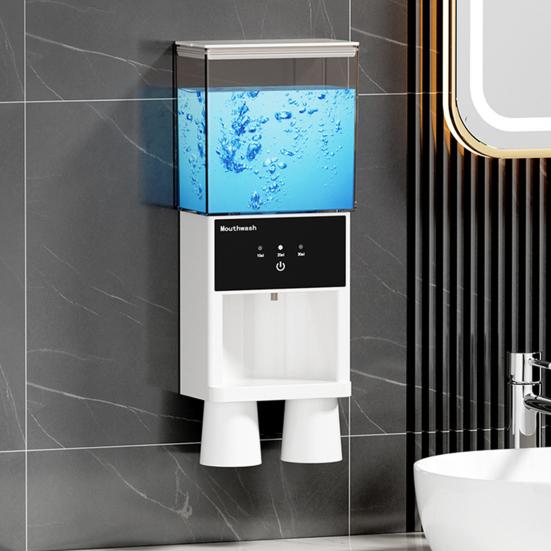 Диспенсер для ополаскивателя полости рта Yousheng для ванной комнаты с 3 регулируемыми уровнями дозирования, большой емкостью, простой установкой, автоматический диспенсер для ополаскивателя полости рта