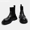 Women Leather Ankle Boots Knitting Flats Shoes Woman 2025 Trend Fashion Winter Dress Cozy Walking Warm Snow Boots Mujer Botas