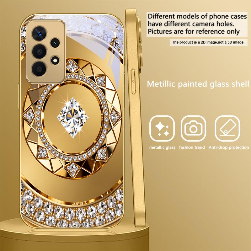 Золотая статуэтка лошади Для Samsung A 01 52S A04 A05S A10 A12 A13 22 23 24 36 42 M02 Note 10 20Ultra 8 9 Золотой стеклянный чехол для телефона