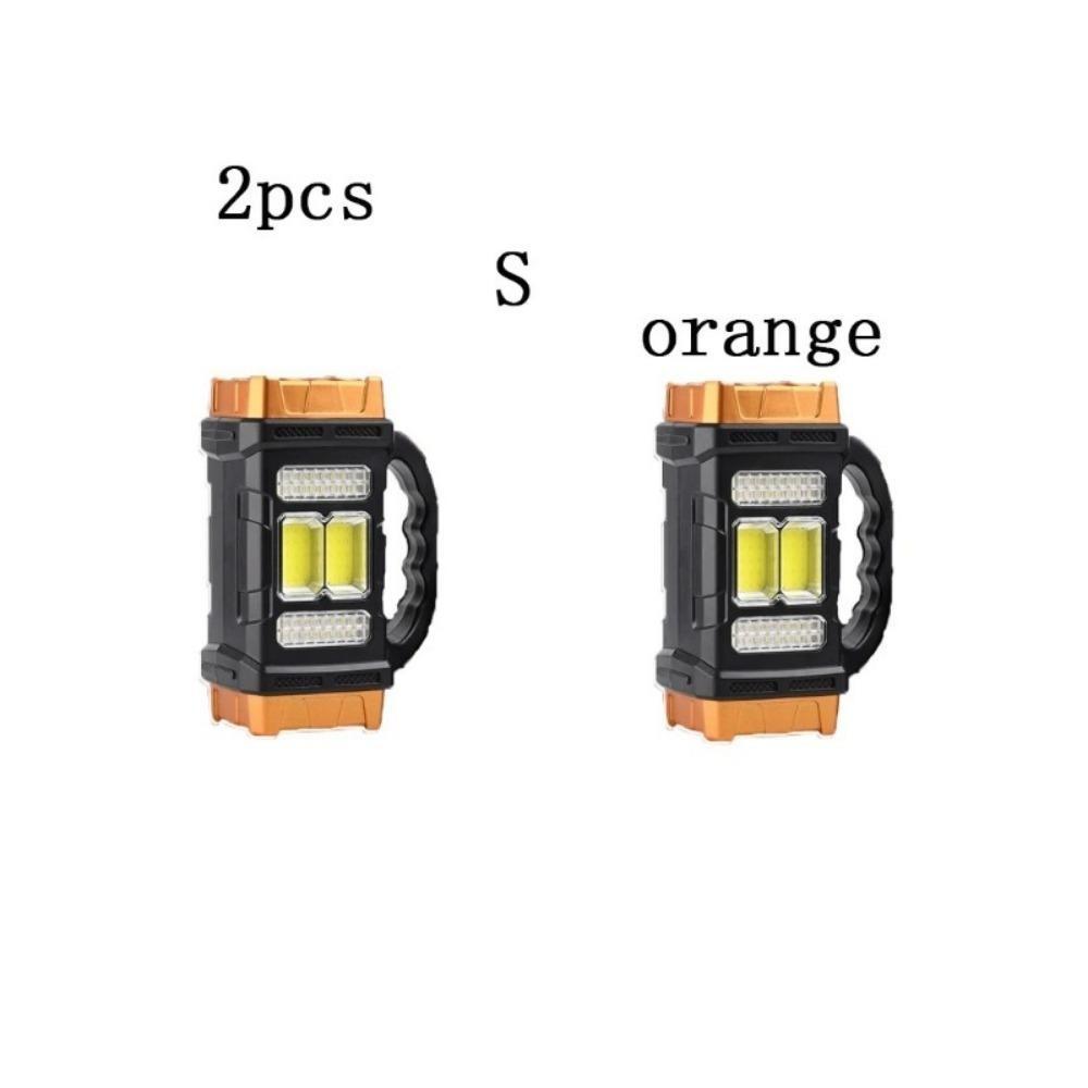 2 шт. портативный мощный солнечный светодиодный фонарик с рабочими фонарями COB, перезаряжаемый через USB, портативный, 4 режима освещения, уличный солнечный фонарик