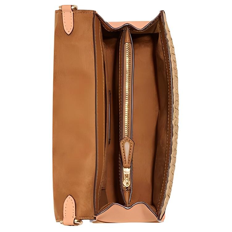 New COACH Kleo Paper Straw With Leather Handbag Shoulder Bag Crossbody Bag Small Size Women's Linen & Pink CA154-IMUDX