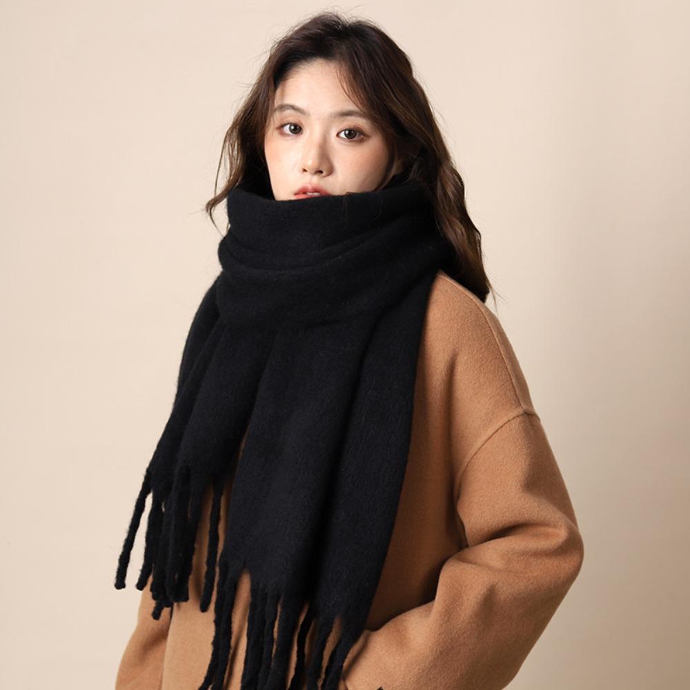 Mohair Winter Cashmere Scarves Tassel Long Shawl Classic Winter Wool Scarf Student