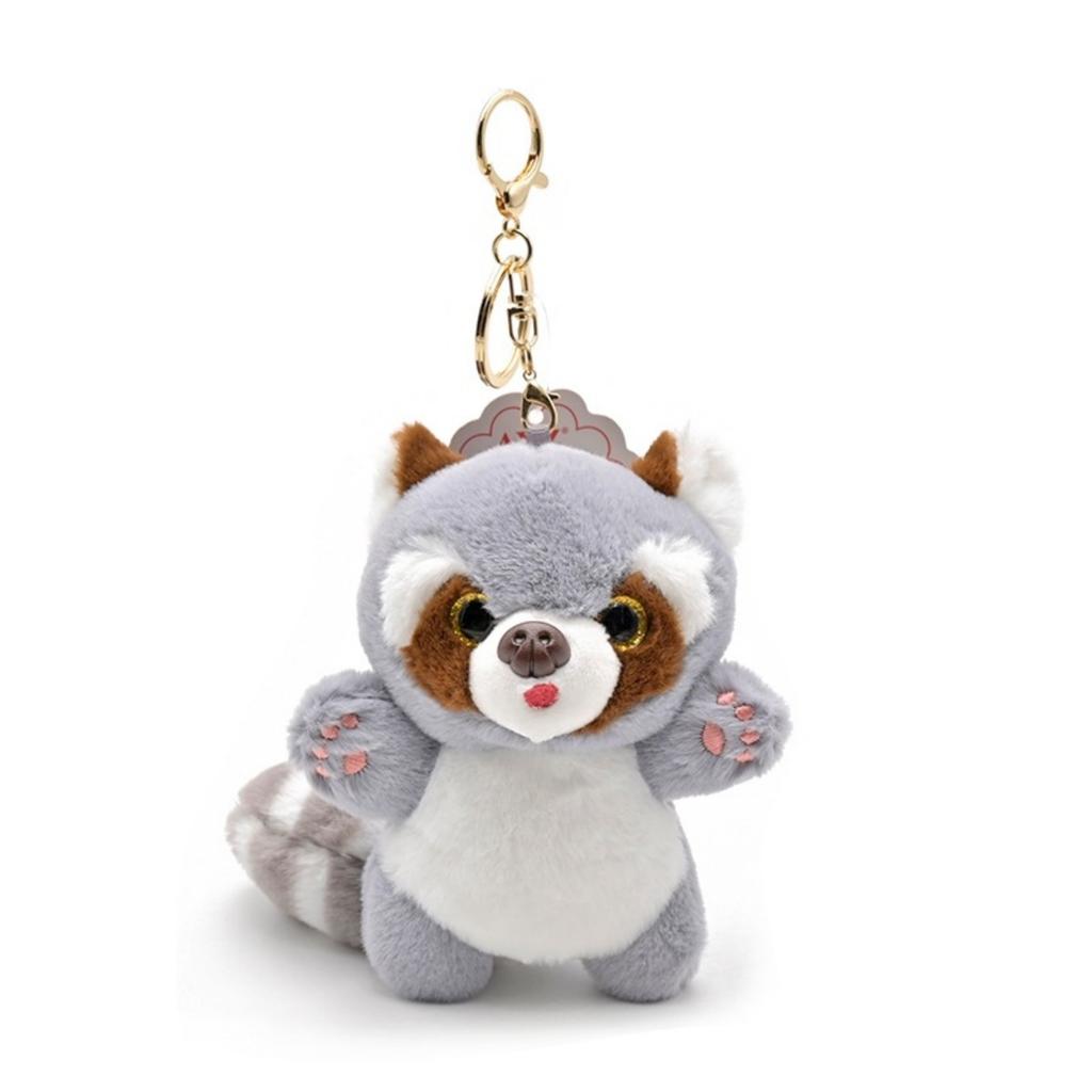 Cute Raccoon Plush Pendant Keychain 3D Eyes Lovely Long Tail Raccoon Plushies Ornament Backpack Accessorie Gift