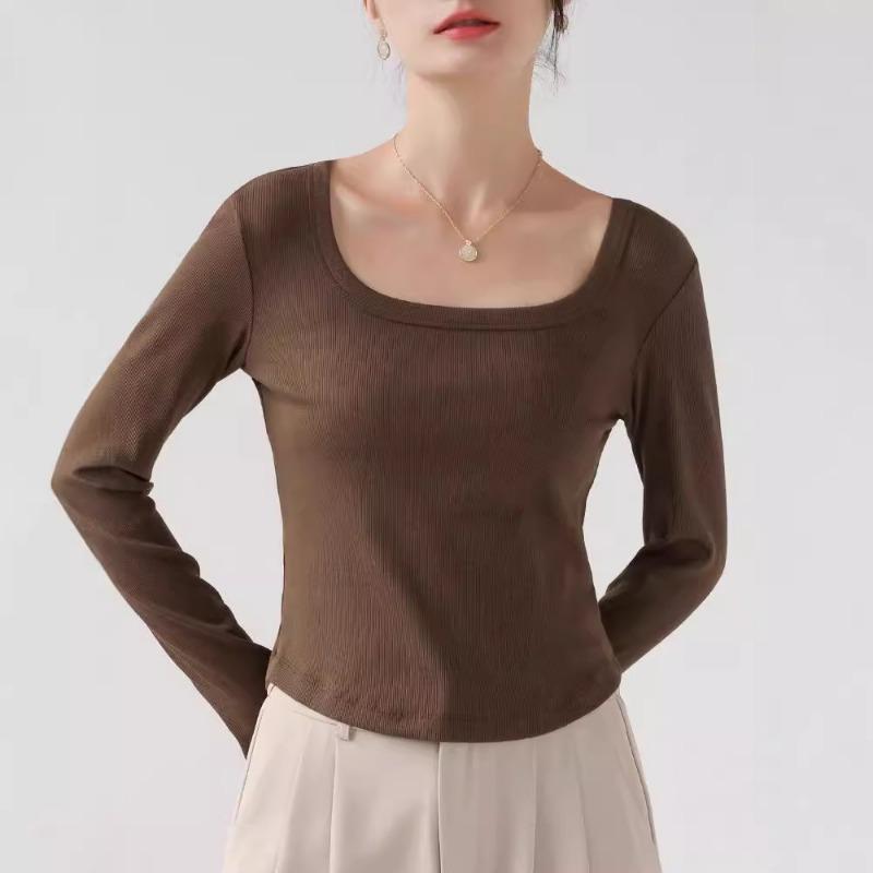 Футболка с длинными рукавами и квадратным воротником для женщин