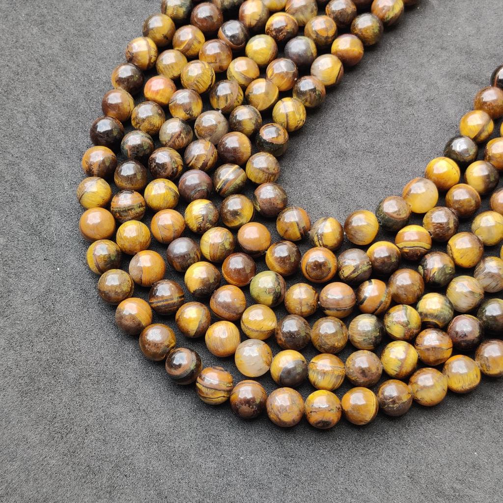Круглые бусины из натурального золотого тигрового глаза, свободные бусины из целебных драгоценных камней, изготовление ювелирных изделий своими руками для браслета и ожерелья, размер 6 мм, 8 мм, 10 мм.