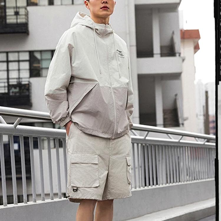 Li-Ning Куртка унисекс с капюшоном на молнии Sports Life Series Серебристый-Березово-Серый AFDT523-2