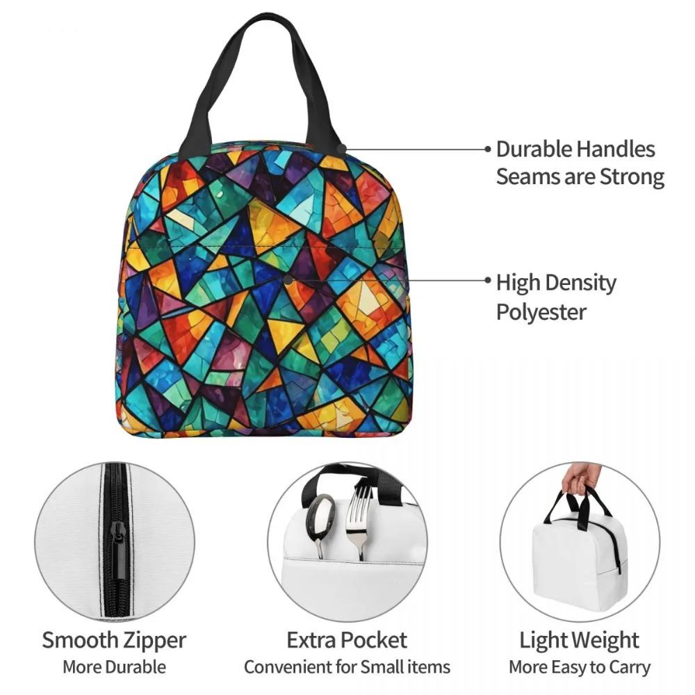 Abstract Stained Glass Tree Insulated Lunch Bag for Kids School Cooler Thermal Food Box Tote Portable Lunch Boxes Container
