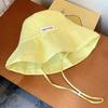Korean Version Of Fresh Striped Bucket Hat Spring And Summer Thin Women'S Outdoor Sunshade Lace-Up Big Eaves Foldable Sun Cap