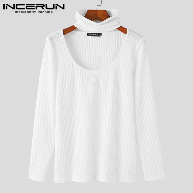 INCERUN Мужские трикотажные топы с нагрудником и длинными рукавами, повседневные пуловеры