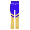 Girls Shiny Rhinestone Flared Pants Elastic Waistband Color Block Bell Bottom Gymnastics Costume