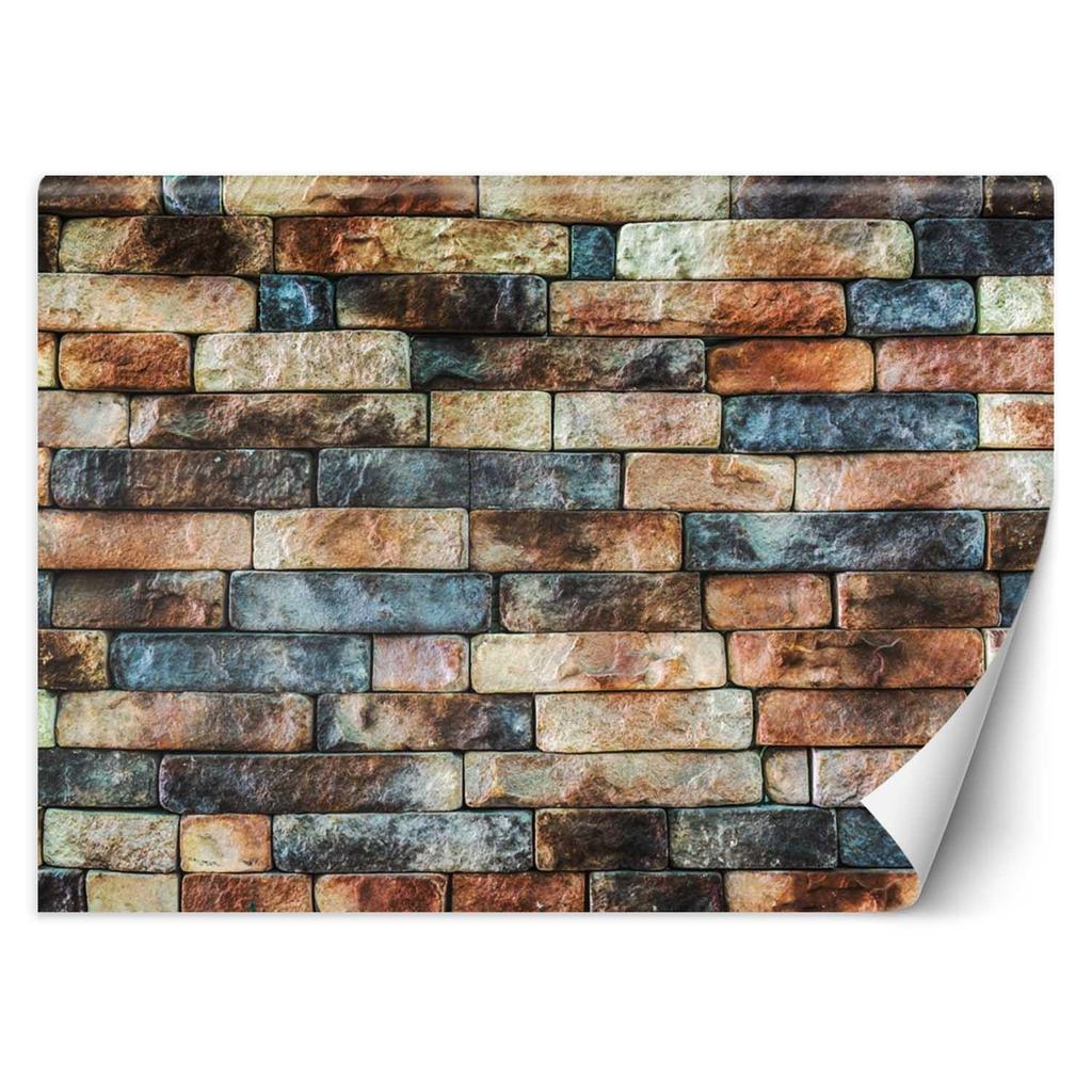 Wallpaper Coloured Bricks Stone Wall