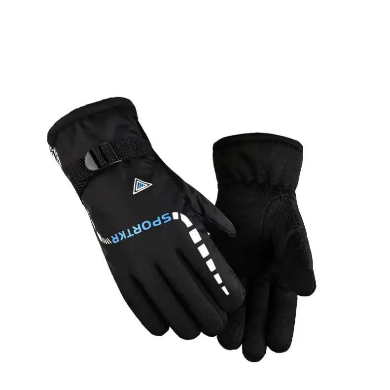 Мужские зимние кожаные велосипедные перчатки с сенсорным экраном - Ветрозащитные, водонепроницаемые и с бархатной подкладкой для тепла.