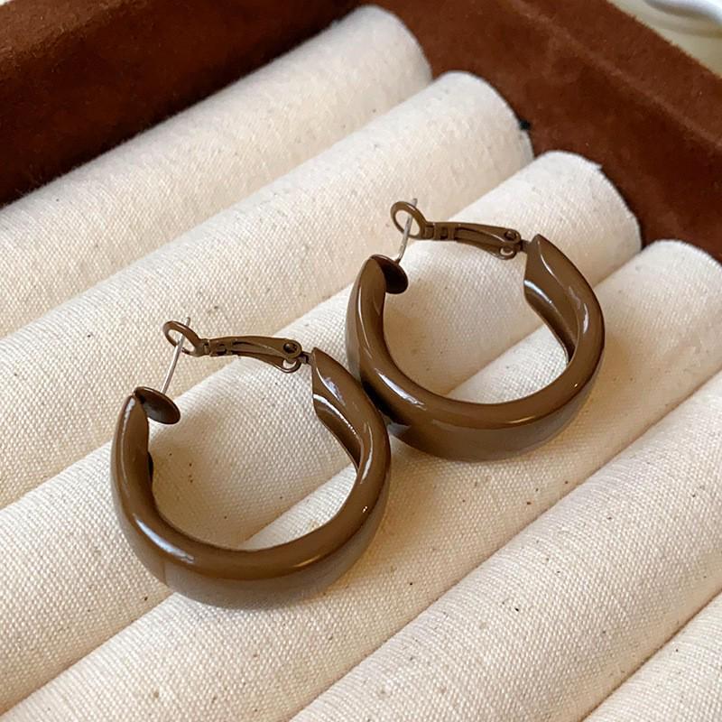 Серьги-пусеты Silver Needle Leopard Resin Geo Round, в стиле ретро Myer, нишевый дизайн для женщин