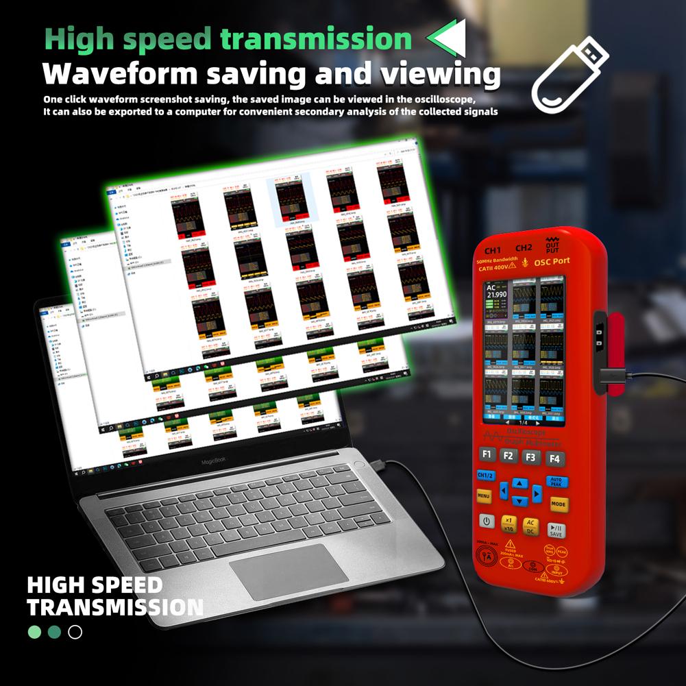 Источник сигнала осциллографа-мультиметра 3 в 1 с 3,98-дюймовым TFT-дисплеем, портативный осциллограф