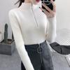 Осенний новый длинный рукав облегающий свитер женский зимний полувысокий воротник на молнии вязаный свитер женский модный базовый теплый трикотажный свитер 24968