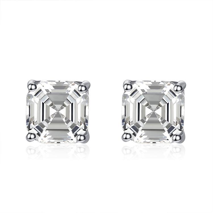 Gica Gema 925 Sterling Silver 7 * 7 Square Morsonite Classic Hot Selling Stud Earrings For Women Fine Temperament Jewelry Gift To Mother's Day