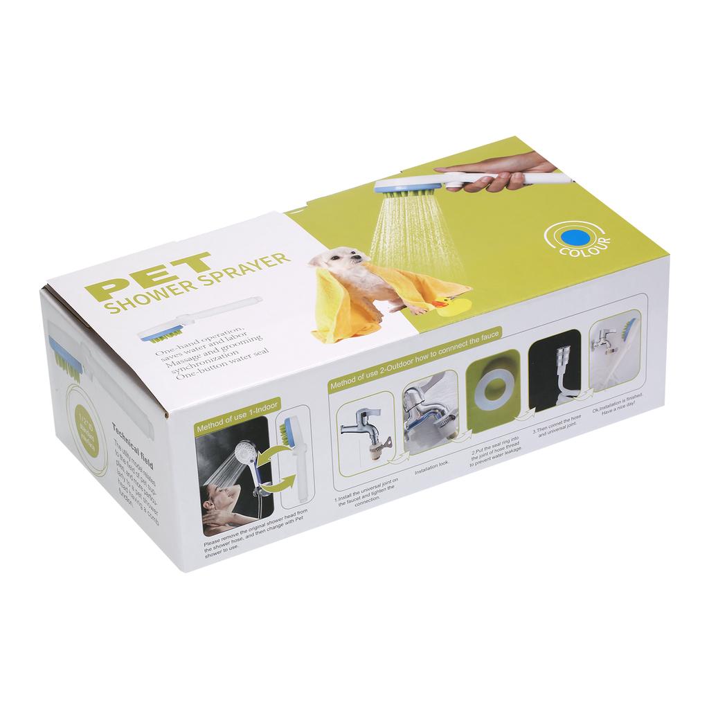 Расческа для душа, распылитель для расчесывания домашних животных, щетка для разбрызгивания воды для собак и кошек, скруббер для ванны для щенков, ручная насадка для душа для ухода за шерстью со шлангом 2 м