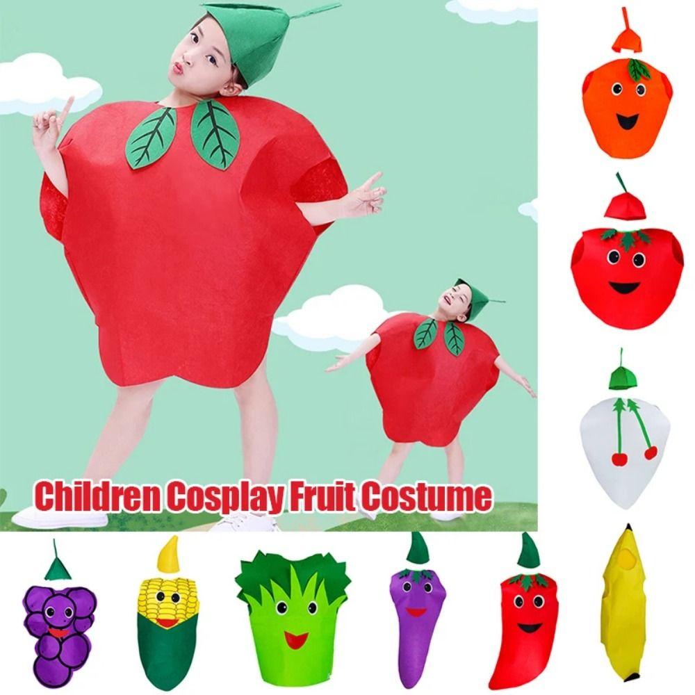 Performance Stage Children Cosplay Costume Pumpkin Cloak Performance Suit Fruit Veggie Costume Boy