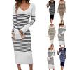Women's Casual Fashion Sexy Comfortable Long Sleeve Striped Dress