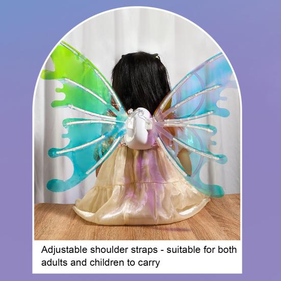 Электрические крылья бабочки-феи со светодиодной подсветкой, светящиеся радужные крылья для девочек, женщин, костюм для ролевых игр для вечеринки, Рождества