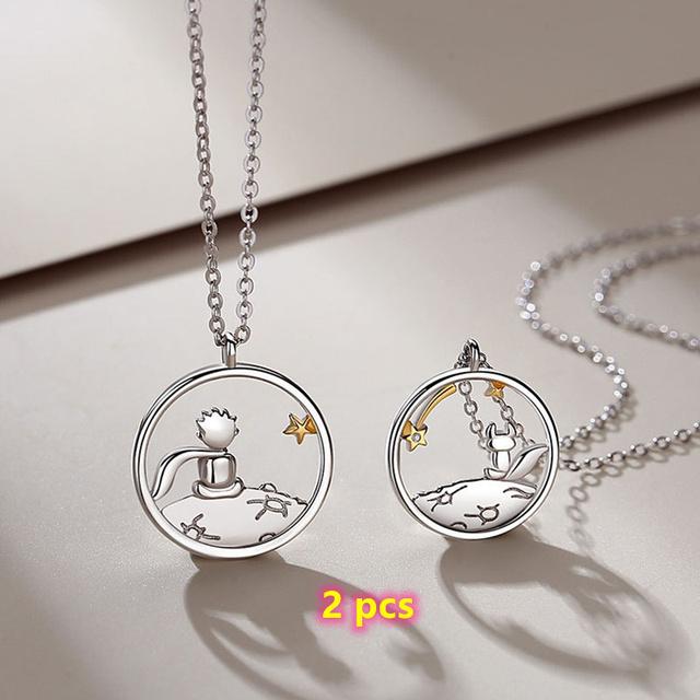 2021 модное новое двухцветное пара S925 посеребренное ожерелье с подвеской «Маленький принц в виде лисы» изысканная роскошная цепочка на ключицу ювелирные изделия